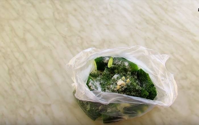 Рецепт малосольных огурцов в пакете с чесноком и укропом
