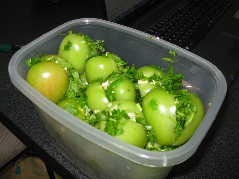 Зелёные помидоры быстрого приготовления